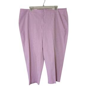 Merona Women's Plus Size 20W Cropped, Striped Pink Dress Pants